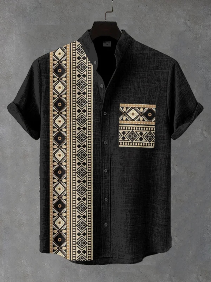 Men'S Ethnic Fashion Trends - Męska koszula z krótkim rękawem w